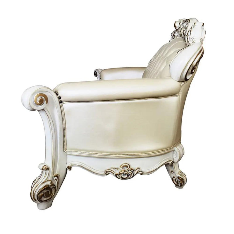 Vendome - Sofa With 5 Pillows - Champagne Synthetic Leather & Antique Pearl by Unique Piece Furniture