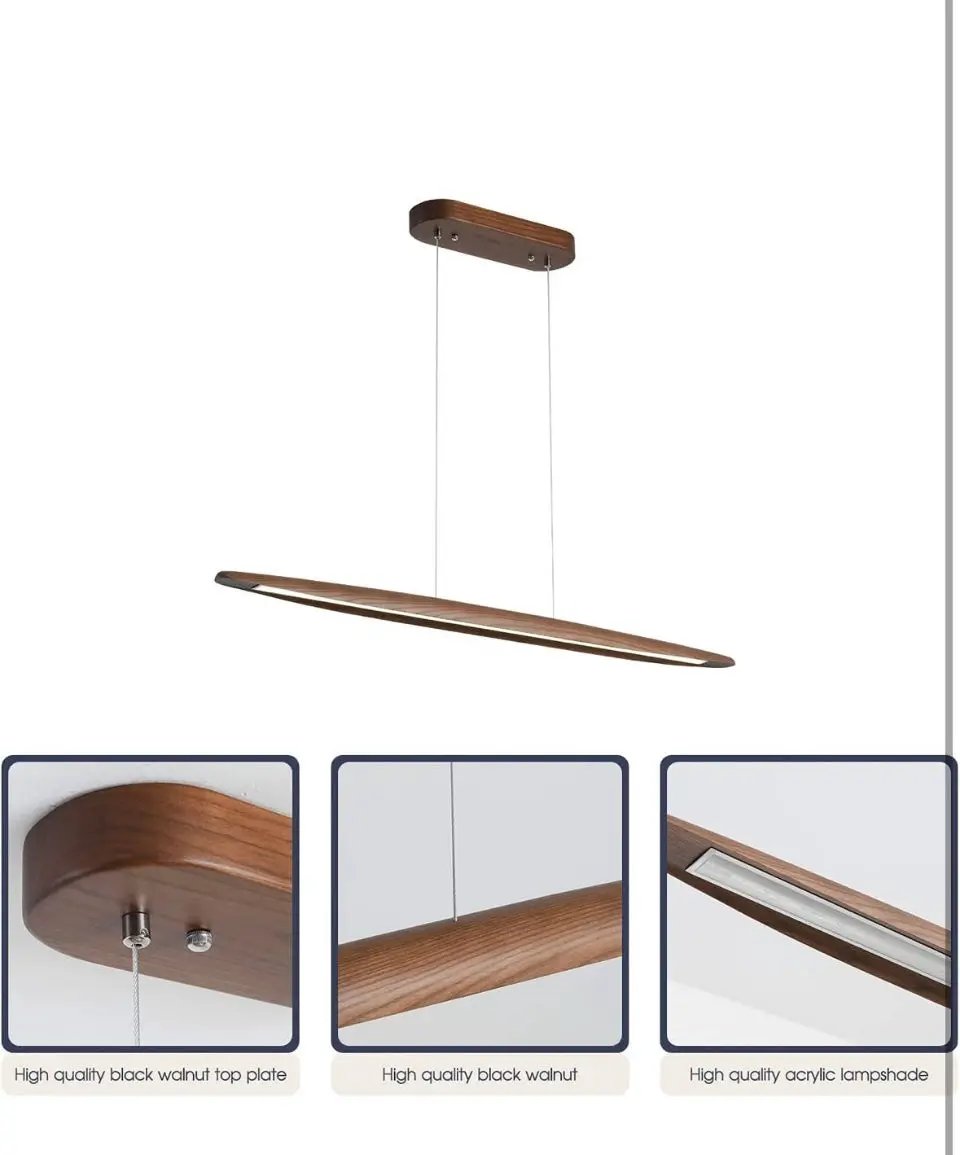 Open box YISDESIGN Wood Linear Pendant Hanging Light Fixture Minimalist Light Linear Chandelier Wood Kitchen Island Lighting 40w Dimmable for Dining R by Selzalot