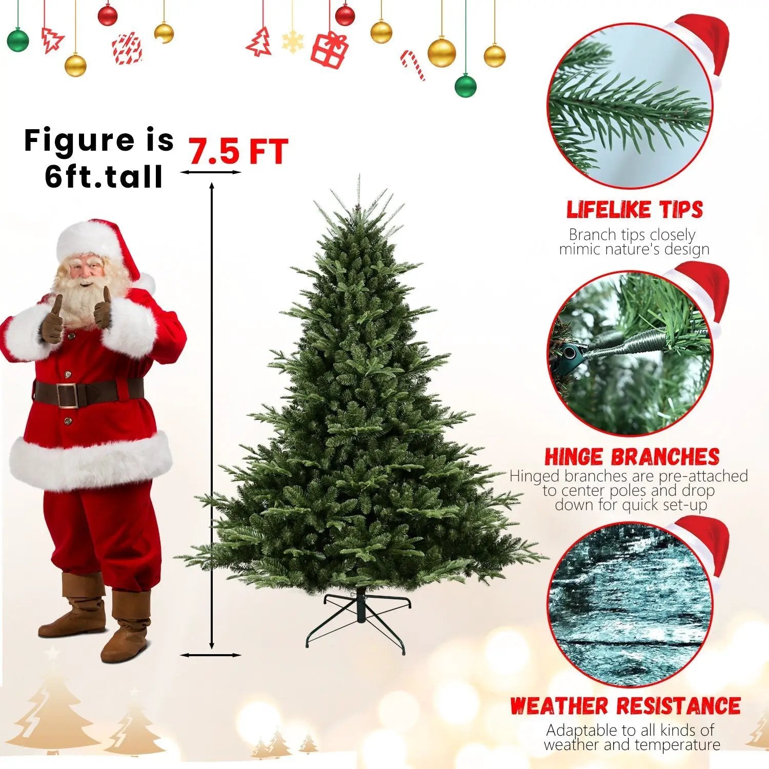 Full-Shaped 6 Ft Christmas Tree with 1673 PE/PVC Tips by HouseOfZazla