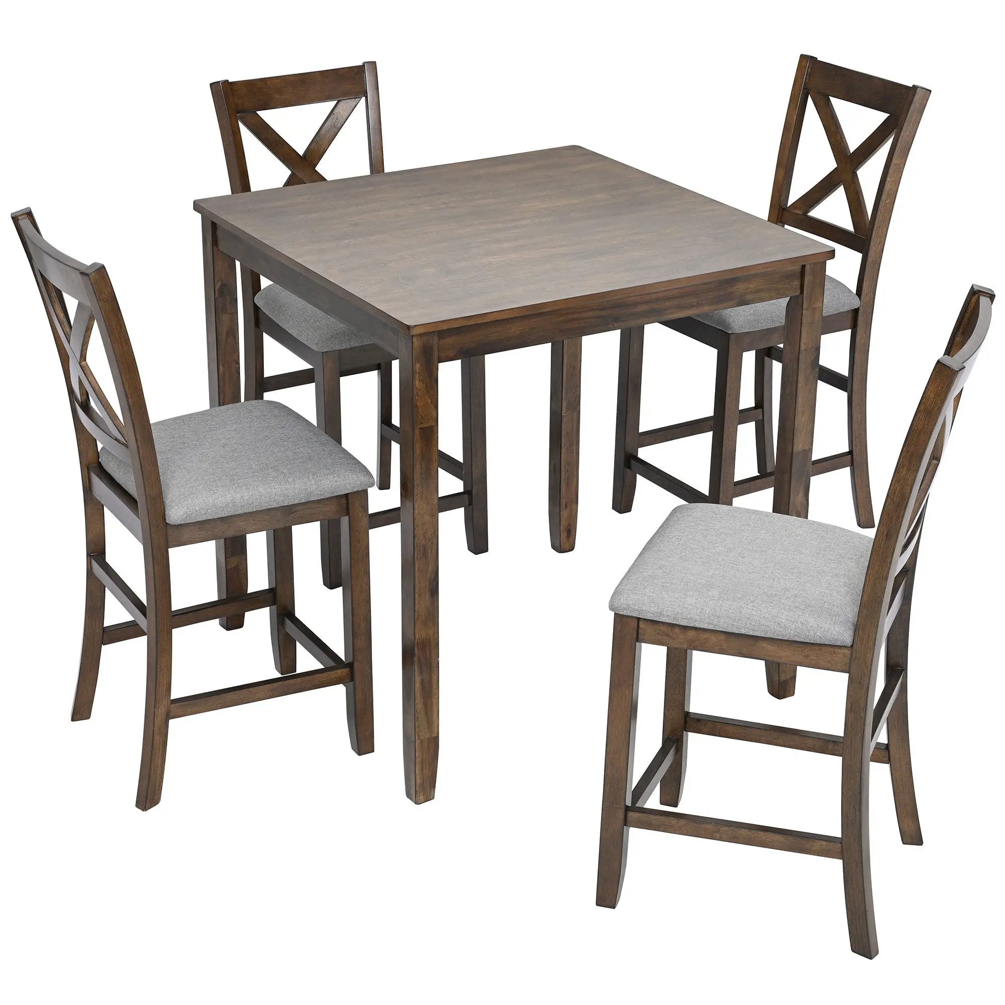 5 Piece Dining Table Set, Wooden Dining Square Table Set For 4 by Unique Piece Furniture