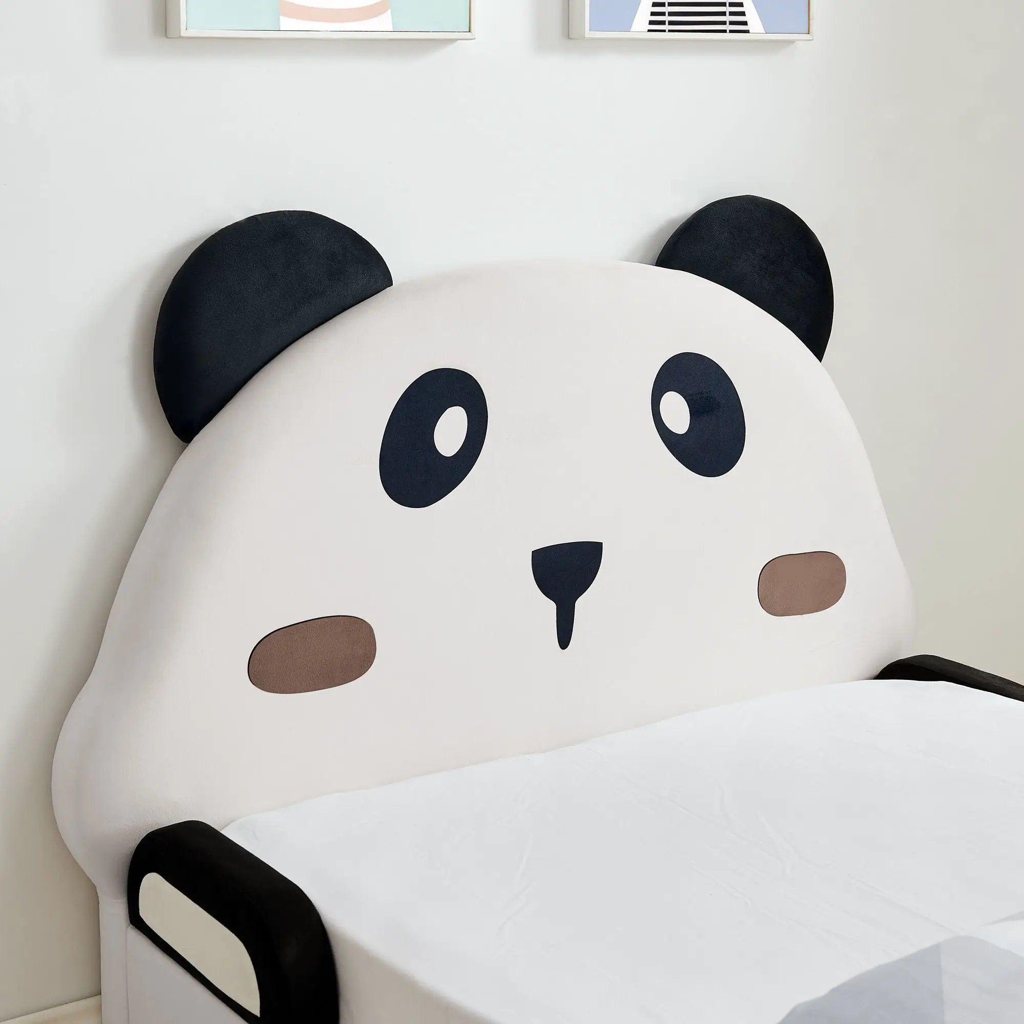 Twin Size Cute Panda Shaped Kids Bed - White / Black by Unique Piece Furniture