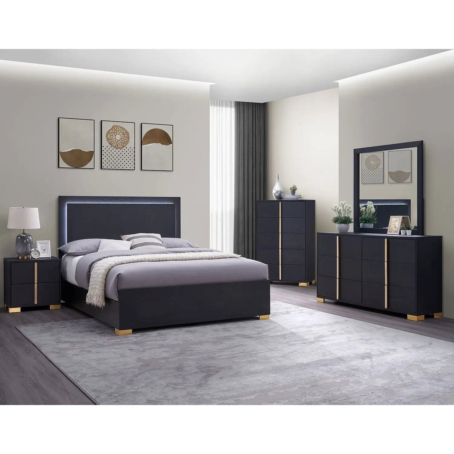 Jeremiah - 6 Drawer Dresser With Mirror - Black