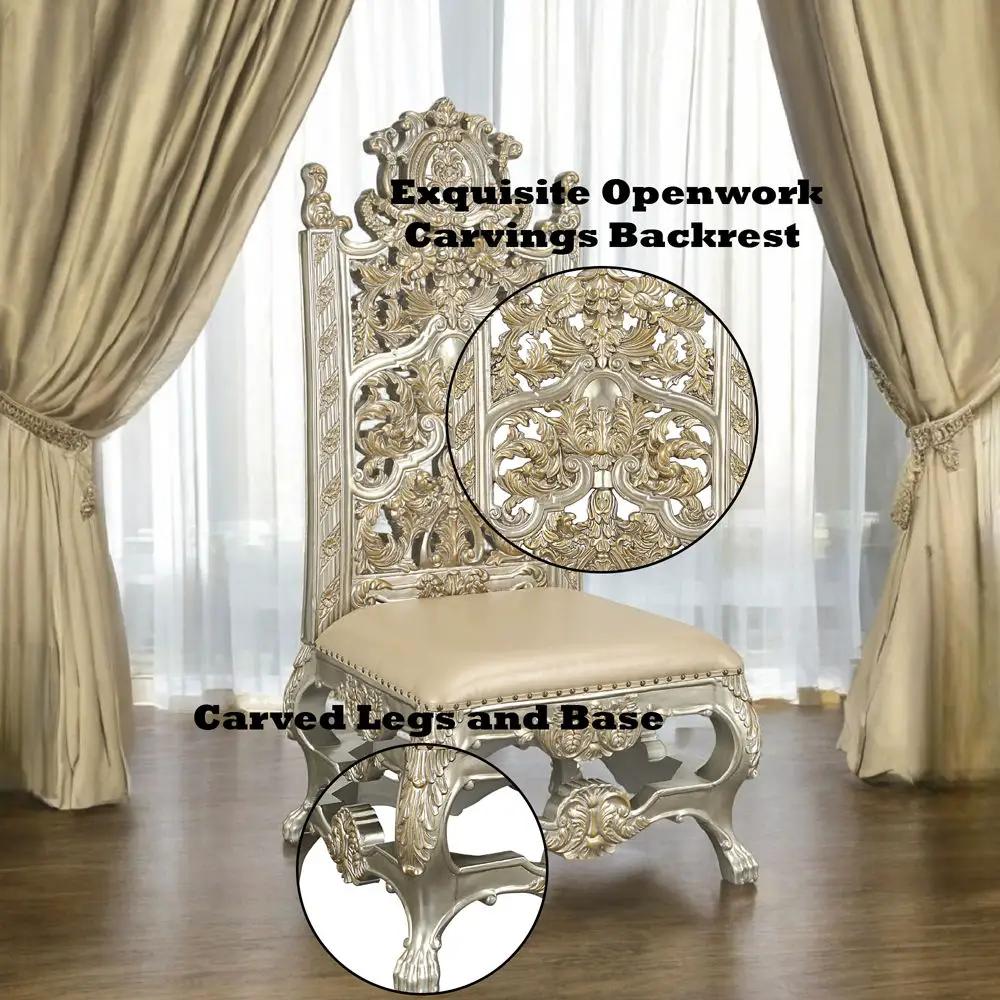 Danae - Side Chair (Set of 2) - Synthetic Leather , Champagne & Gold by Unique Piece Furniture