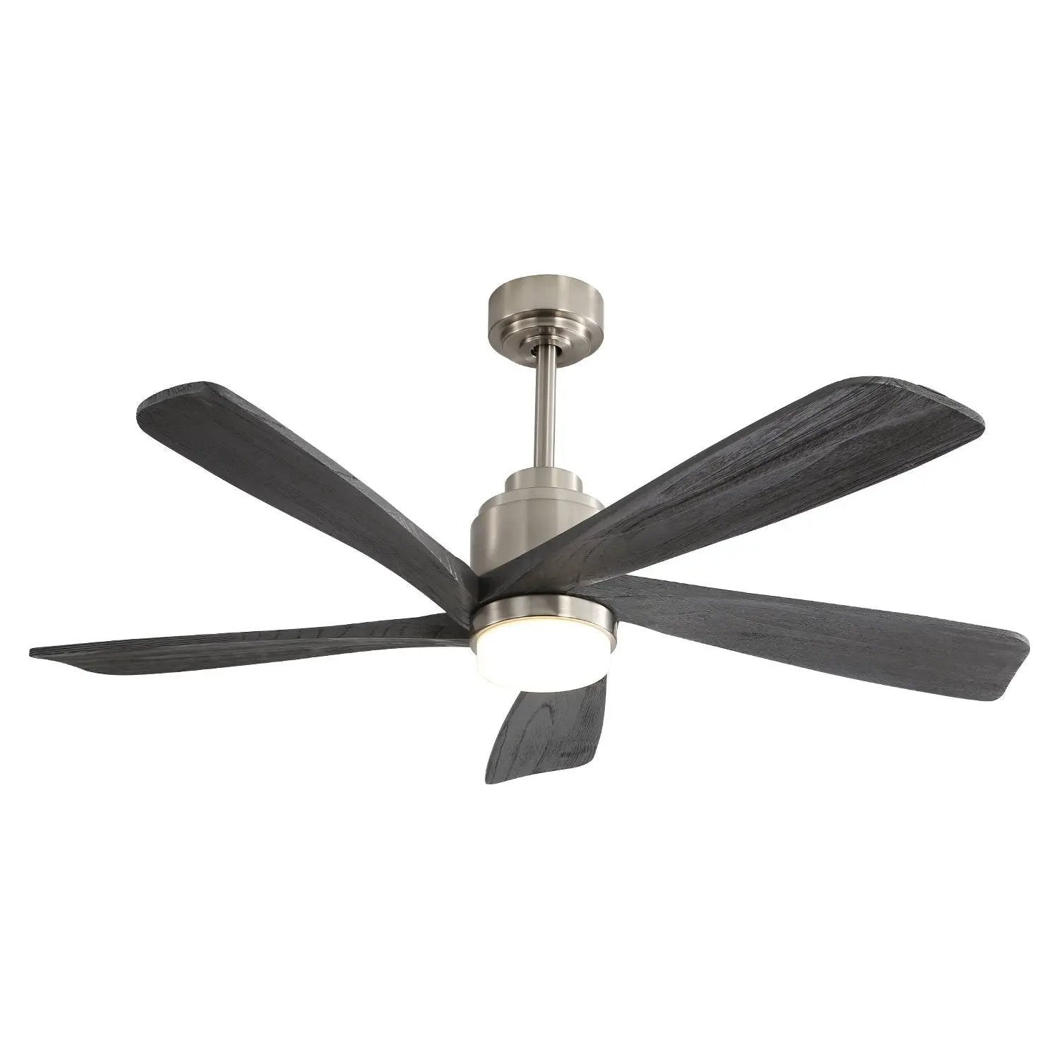 Modern Ceiling Fan With Dimmable LED Light 5 Solid Wood Blades Remote Control Reversible Dc Motor With Smart App Control - Nickel by Unique Piece Furniture