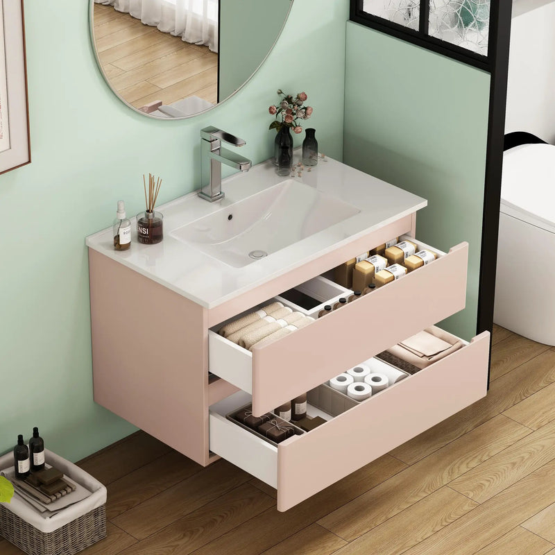 32-Inch Wall-Mounted Bathroom Vanity With Sink Combo by HouseOfZazla