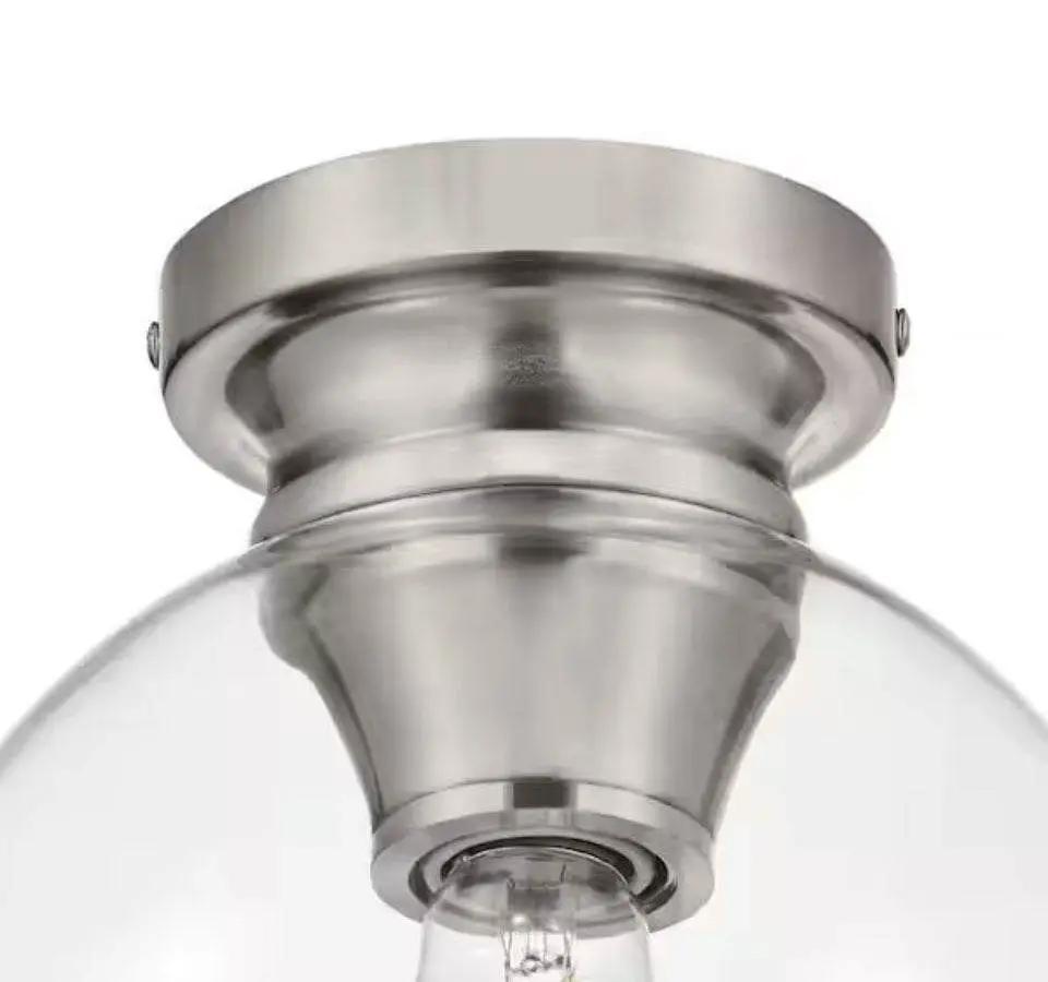 Open Box Home Decorators Collection Evelyn 8 in. Contemporary Brushed Nickel Medium-Base (E26) Bulb Flush Mount for Kitchens by Selzalot