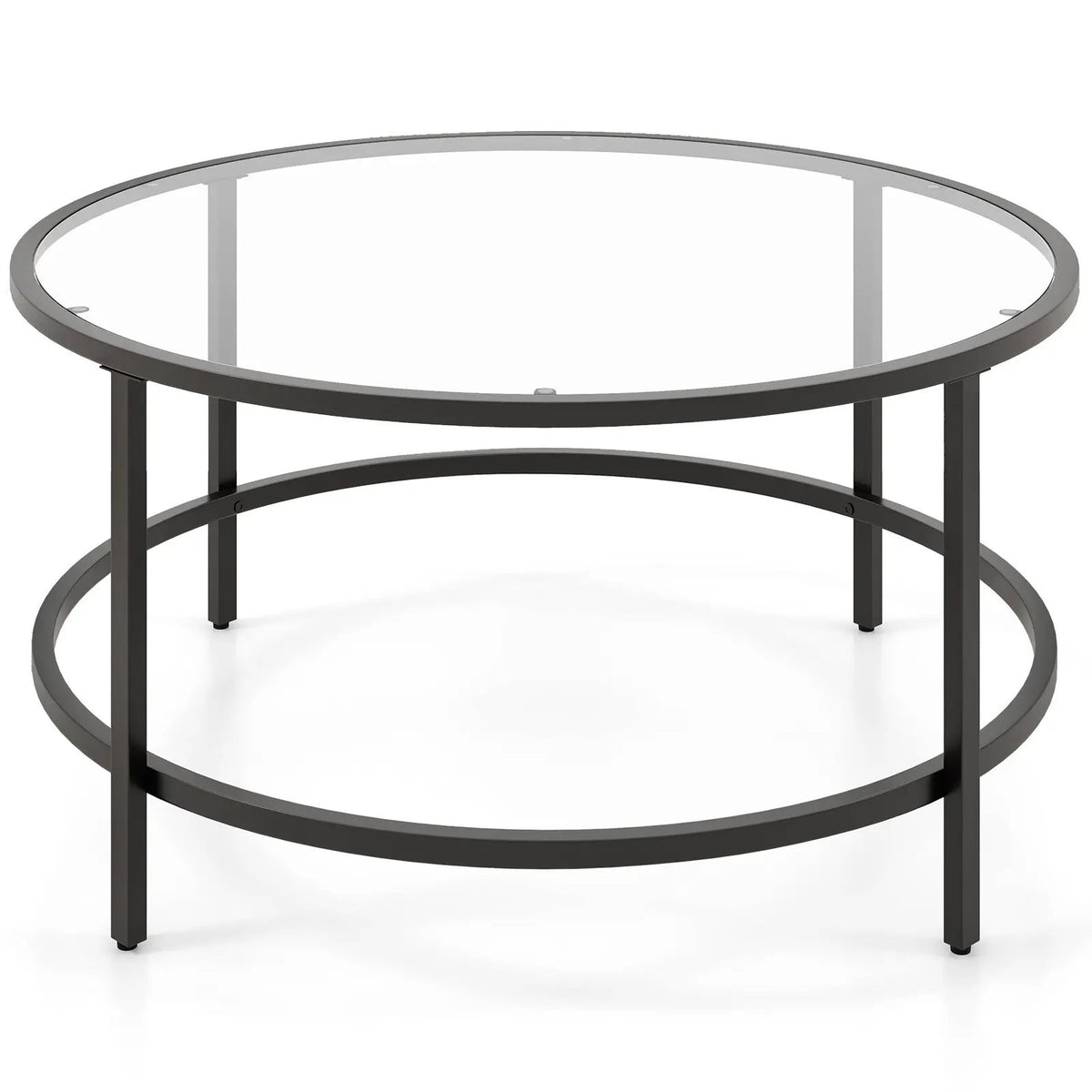 36 Inch Round Coffee Table with Tempered Glass Tabletop, photo 6 of 16