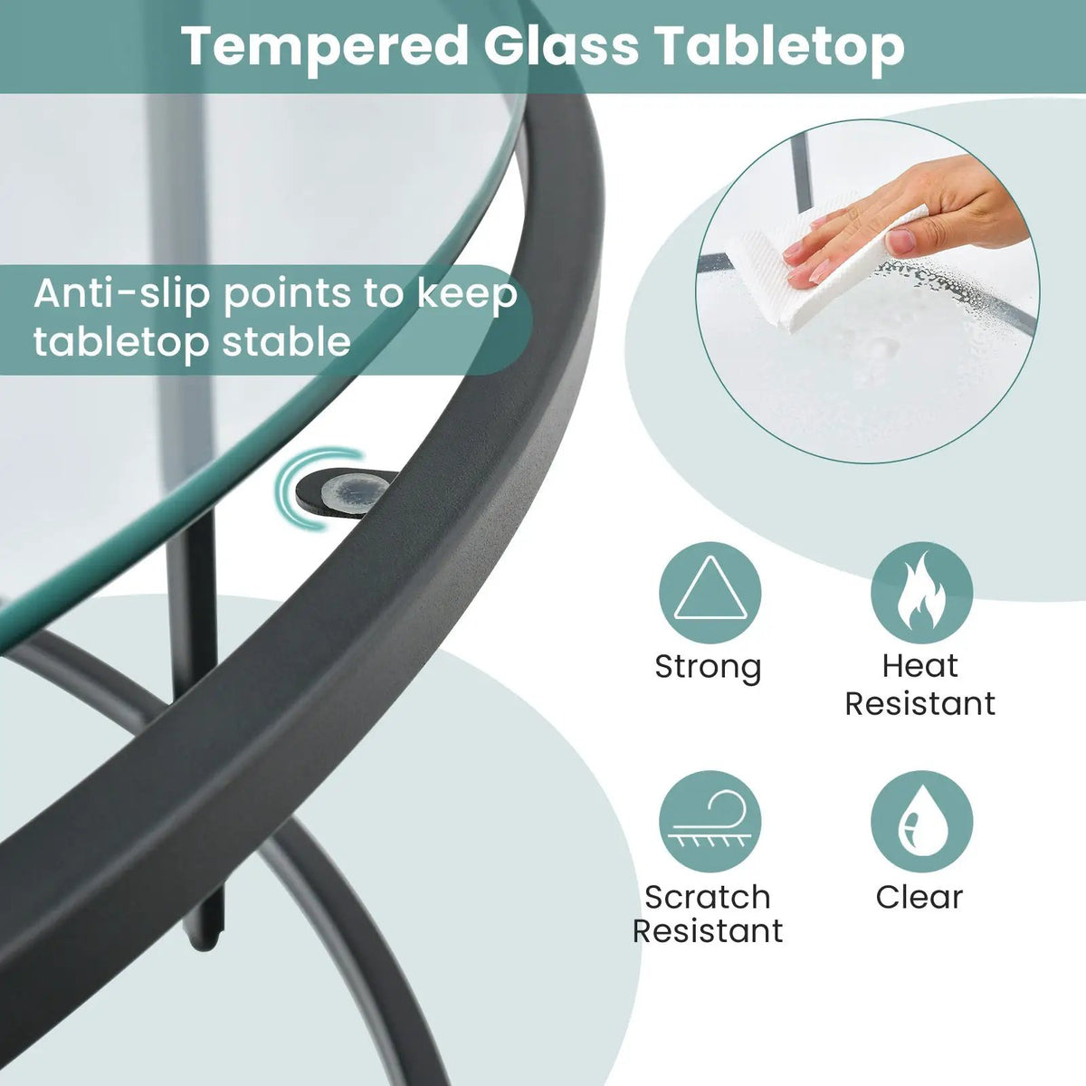 36 Inch Round Coffee Table with Tempered Glass Tabletop, photo 16 of 16