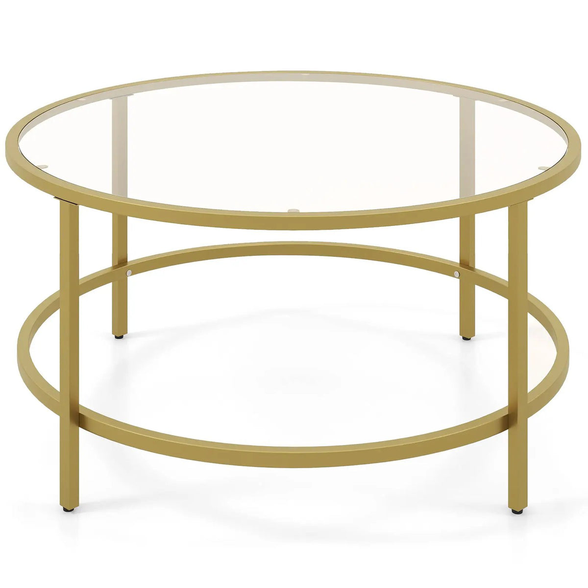 36 Inch Round Coffee Table with Tempered Glass Tabletop, photo 5 of 16