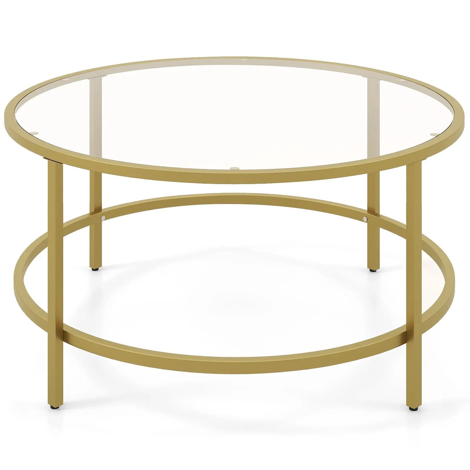 36 Inch Round Coffee Table with Tempered Glass Tabletop by DirectDeals