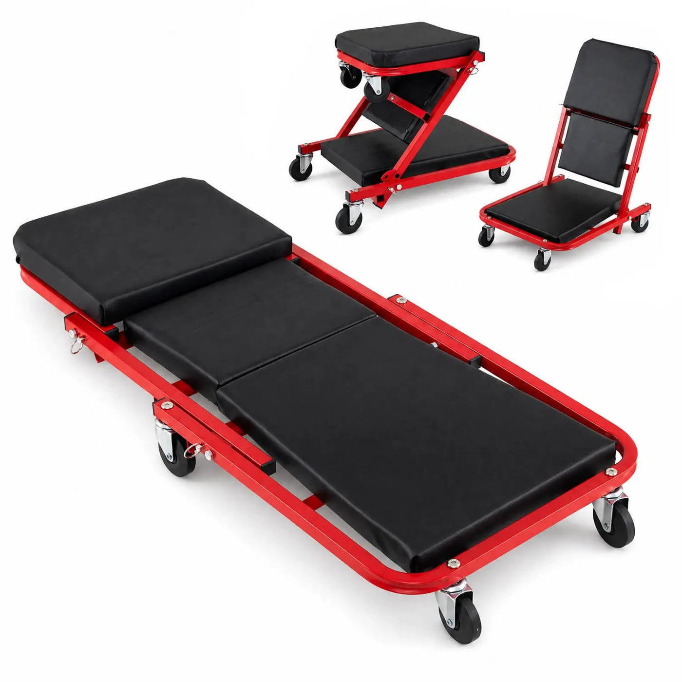 3-in-1 Folding Mechanic Creeper with 6 Wheels - 36 Inch by DirectDeals