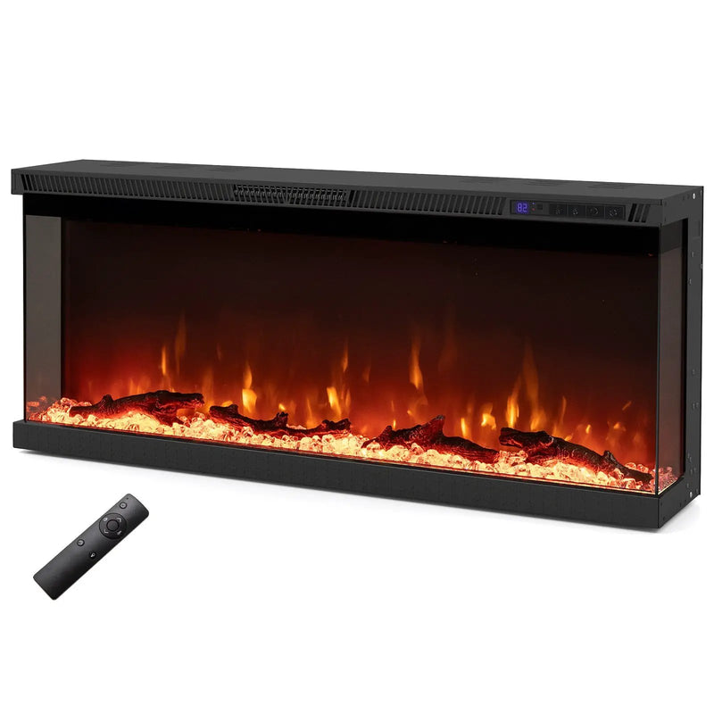 36/40/50/60 Inch Wide 3-Sided Electric Fireplace Insert with Remote Control and 12 Flame Colors by DirectDeals
