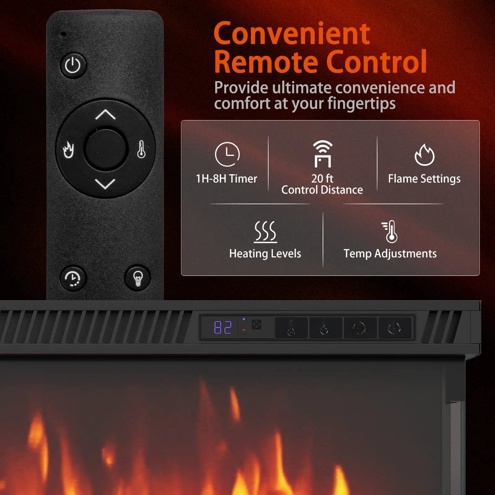36/40/50/60 Inch Wide 3-Sided Electric Fireplace Insert with Remote Control and 12 Flame Colors by DirectDeals