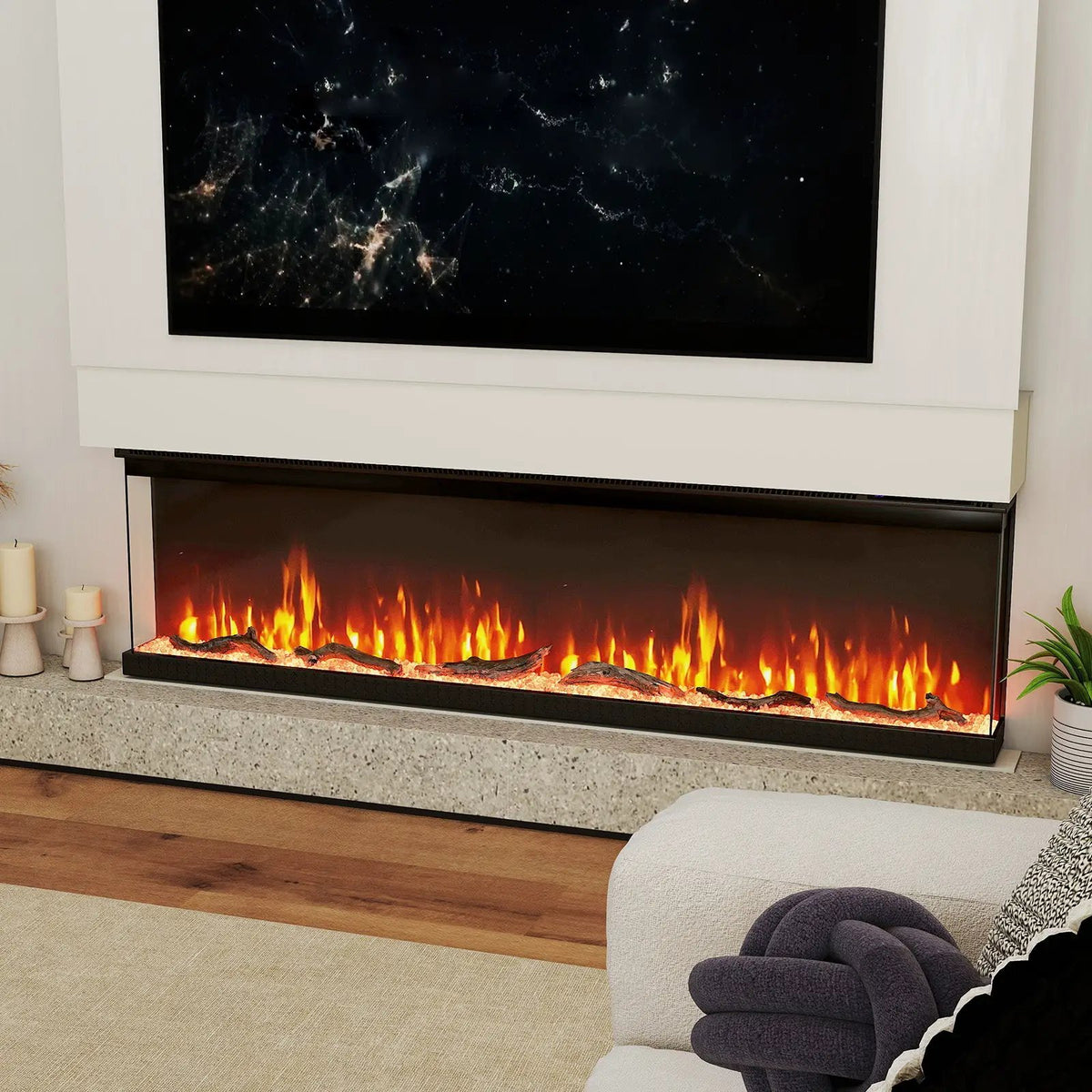 36/40/50/60 Inch Wide 3-Sided Electric Fireplace Insert with Remote Control and 12 Flame Colors, photo 4 of 32
