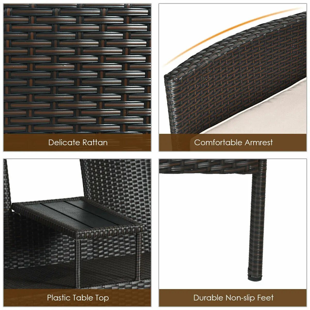 Modern Patio Conversation Set with Built-in Coffee Table and Cushions, photo 8 of 10