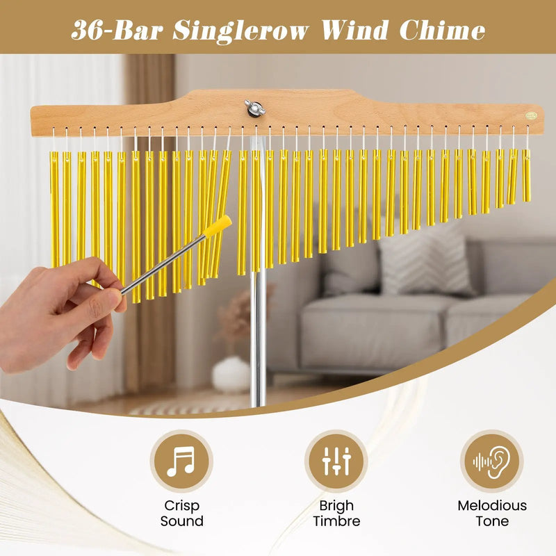 36-Bar Single-Row Chimes Percussion Instrument-Golden by DirectDeals
