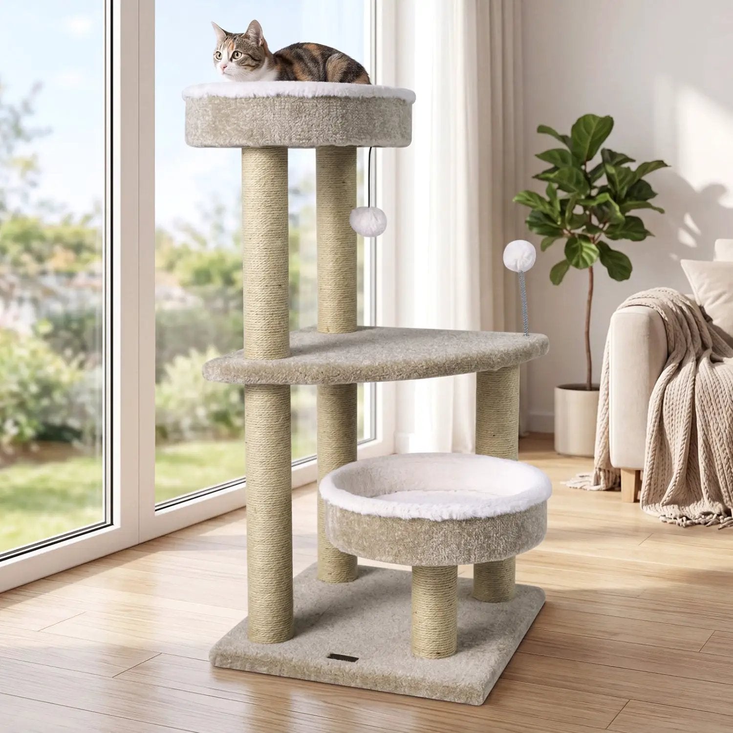 36" Cat Tree with Plush Perches & Scratching Posts by DirectDeals