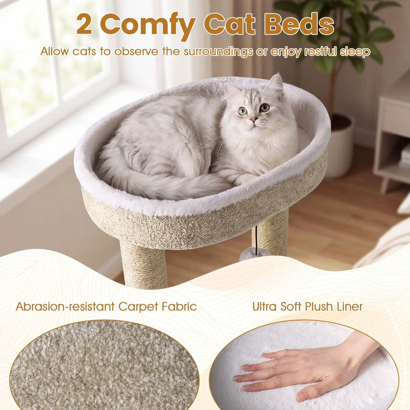 36" Cat Tree with Plush Perches & Scratching Posts by DirectDeals