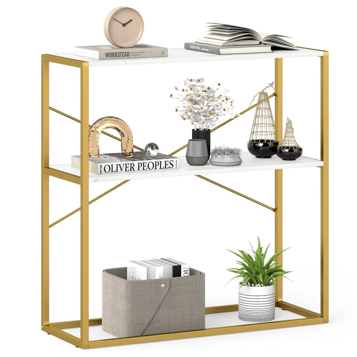 36" Console Table 2-Tier Entryway Table with Wooden Open Shelves and Metal Frame, photo 6 of 16