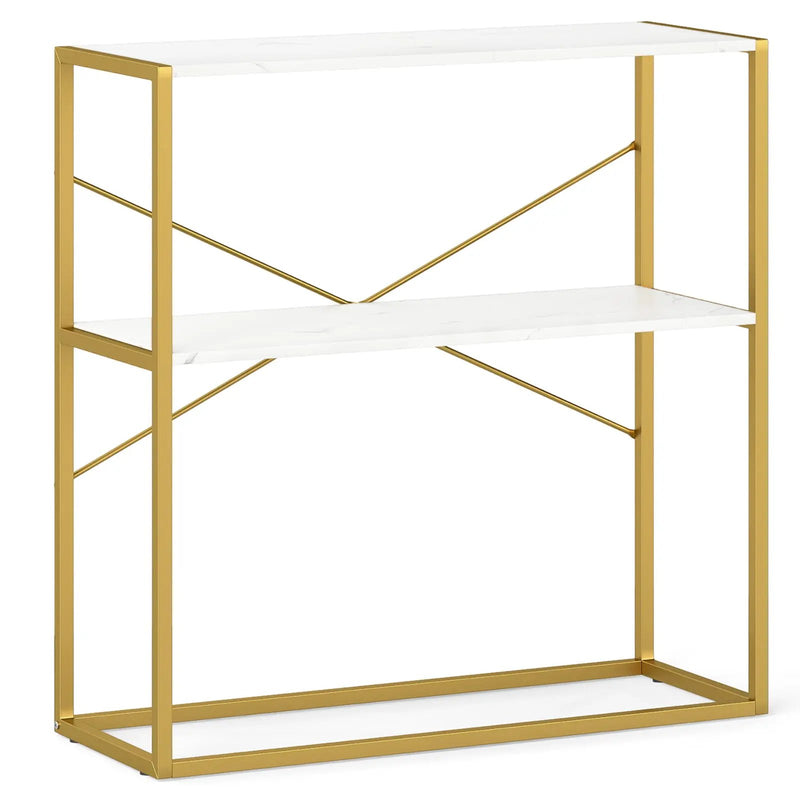 36" Console Table 2-Tier Entryway Table with Wooden Open Shelves and Metal Frame by DirectDeals