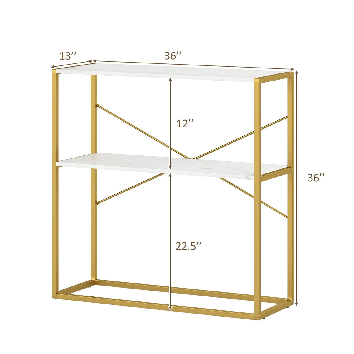 36" Console Table 2-Tier Entryway Table with Wooden Open Shelves and Metal Frame, photo 10 of 16