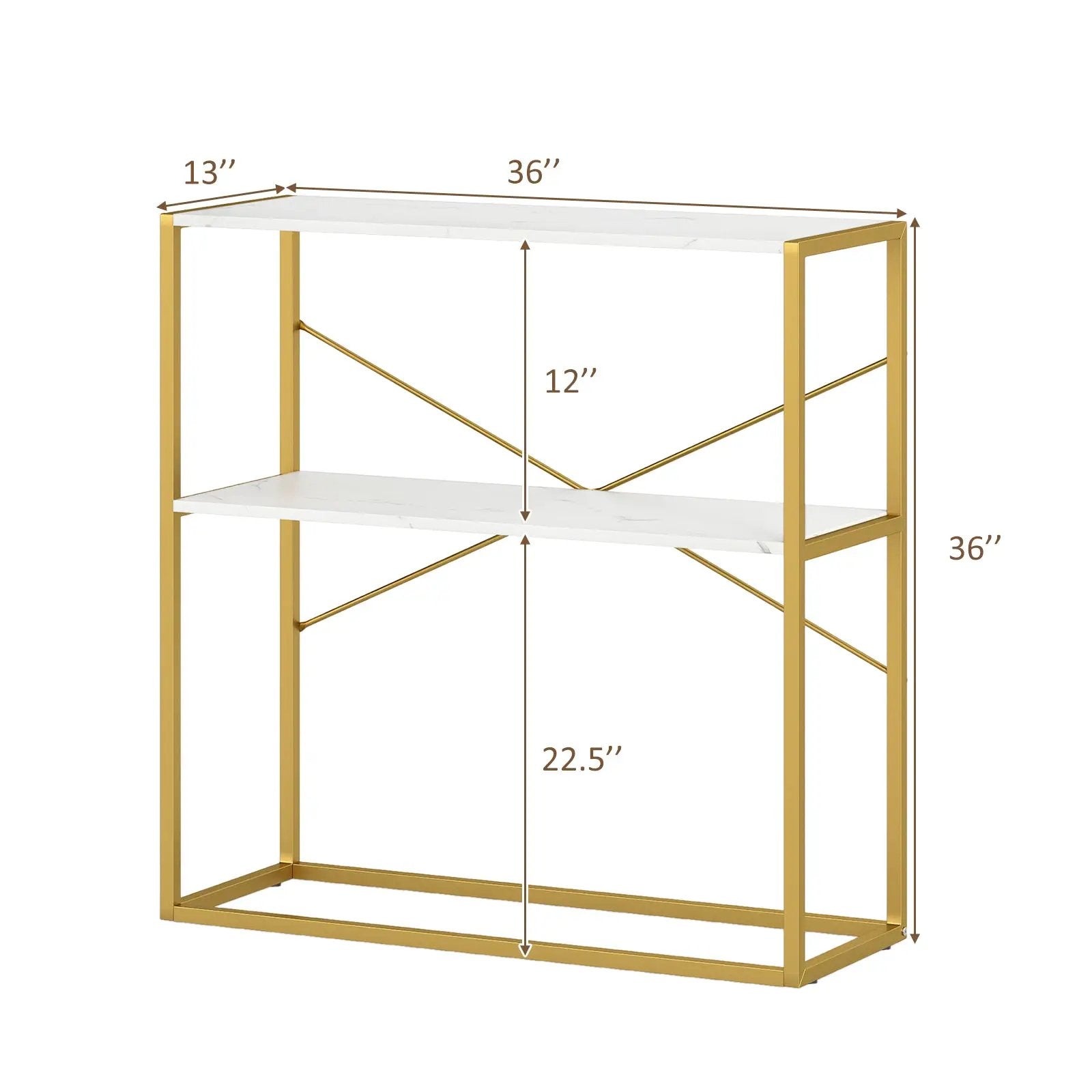 36" Console Table 2-Tier Entryway Table with Wooden Open Shelves and Metal Frame by DirectDeals