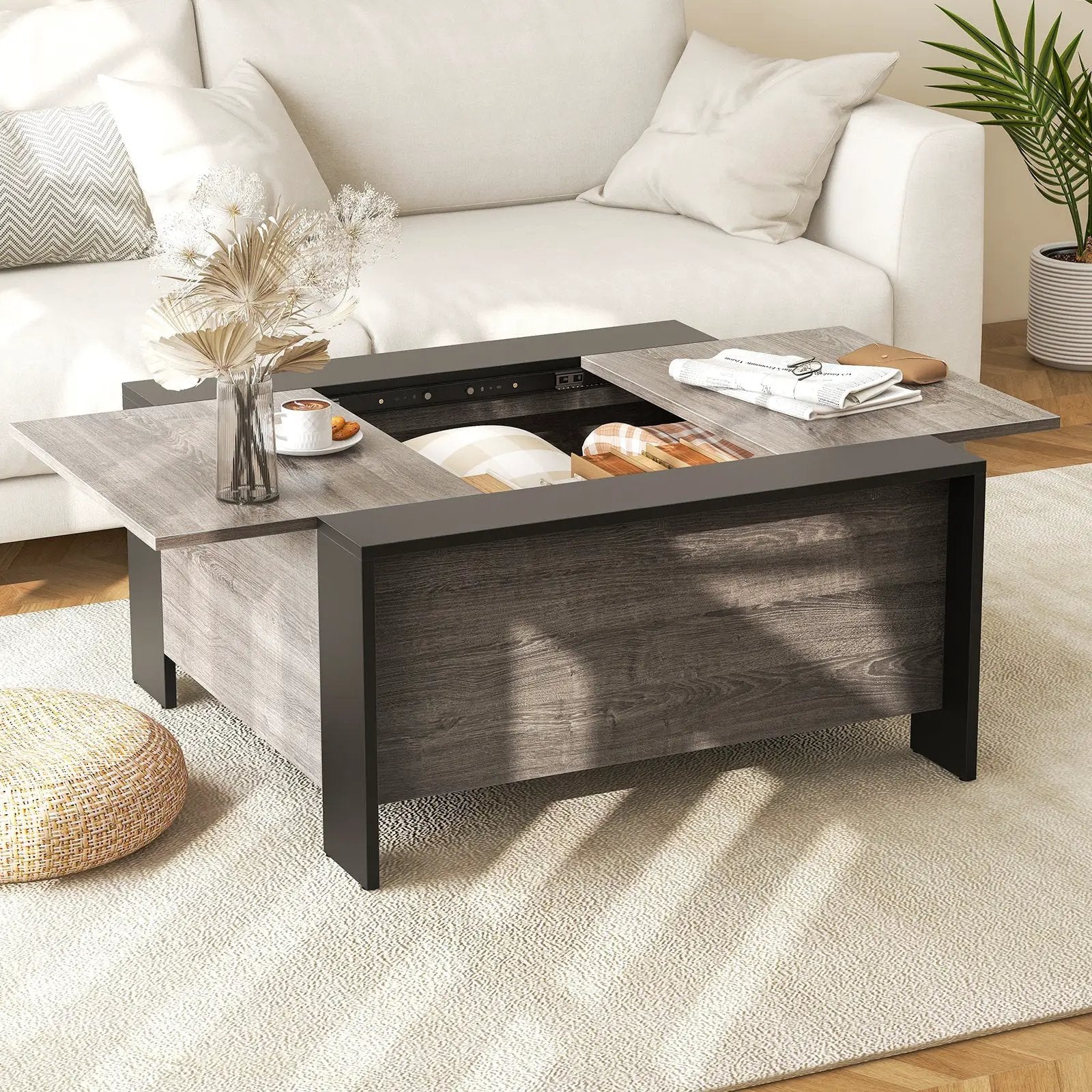 36.5 Inch Coffee Table with Sliding Top and Hidden Compartment by DirectDeals