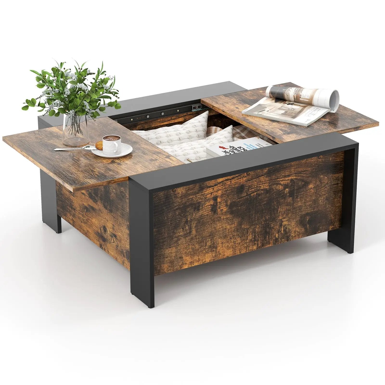 36.5 Inch Coffee Table with Sliding Top and Hidden Compartment by DirectDeals