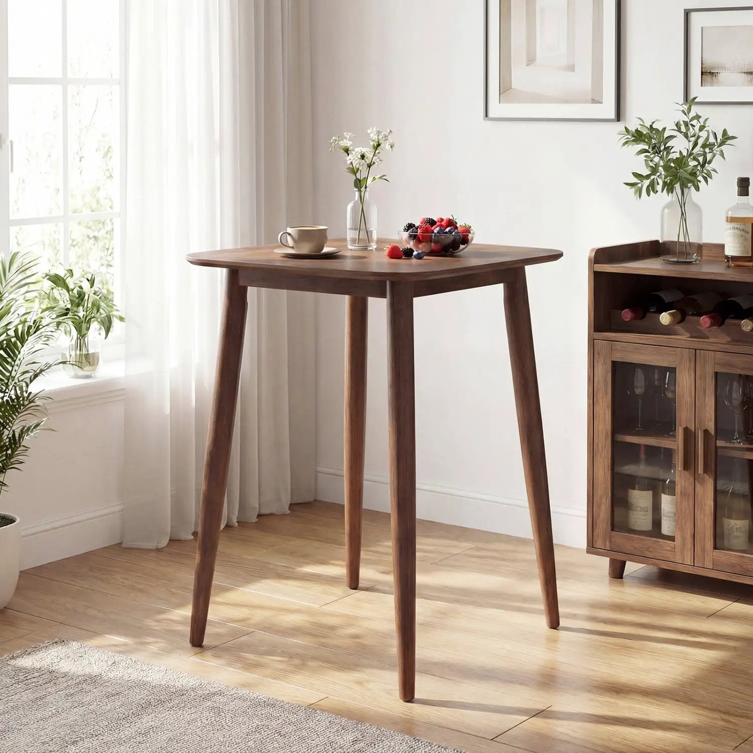 Counter Height Bar Table 36" with Solid Rubberwood Legs by DirectDeals