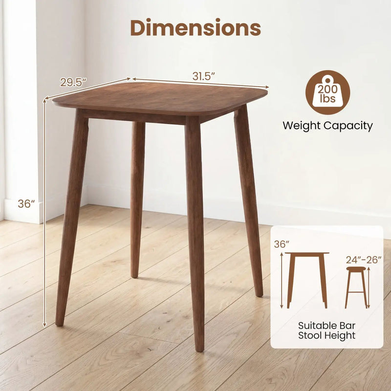 Counter Height Bar Table 36" with Solid Rubberwood Legs by DirectDeals