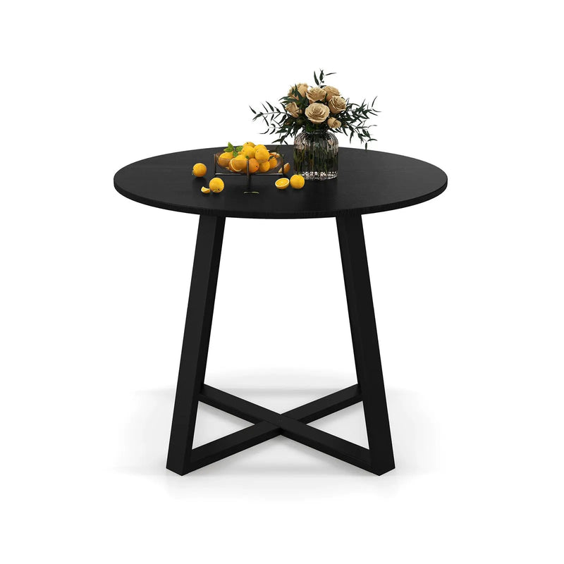 36 Inch Mid-Century Round Dining Table with Pedestal Base for Dining Room-Black by DirectDeals