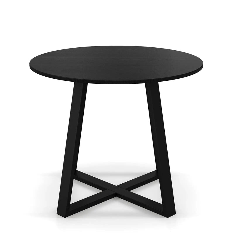 36 Inch Mid-Century Round Dining Table with Pedestal Base for Dining Room-Black by DirectDeals