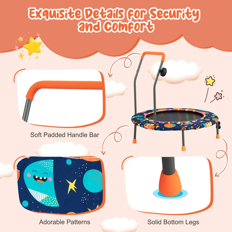36 Inch Mini Trampoline with Colorful LED Lights and Bluetooth Speaker by DirectDeals