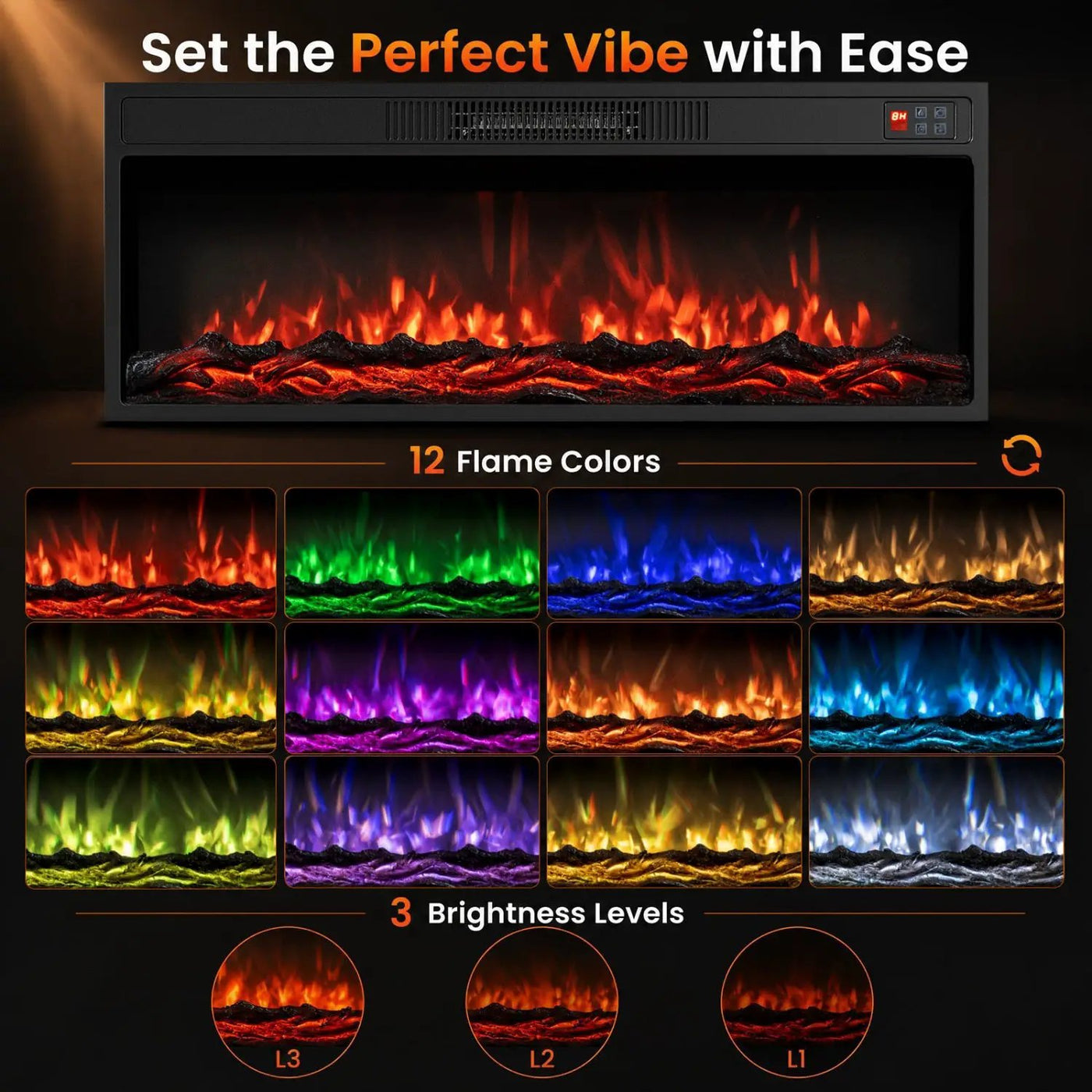 Recessed Electric Fireplace Heater with Remote Control by DirectDeals