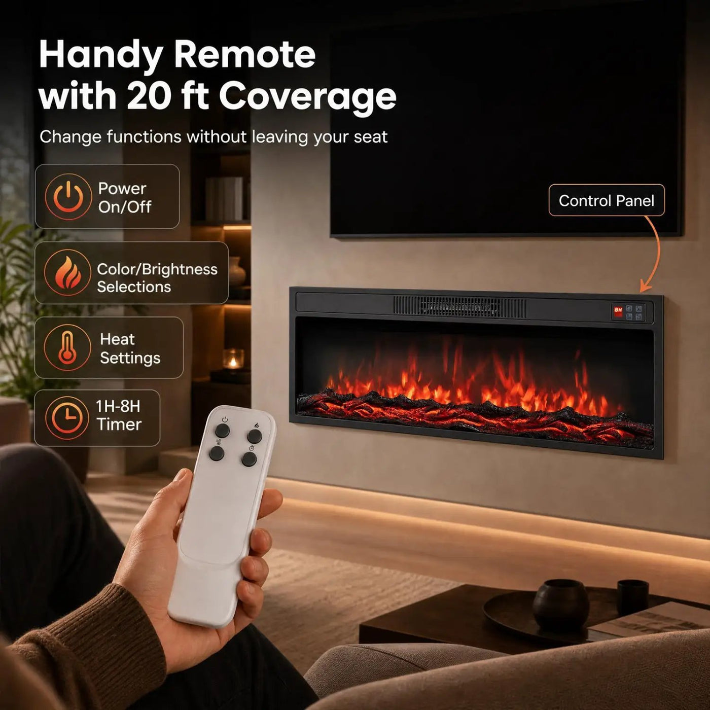 Recessed Electric Fireplace Heater with Remote Control by DirectDeals