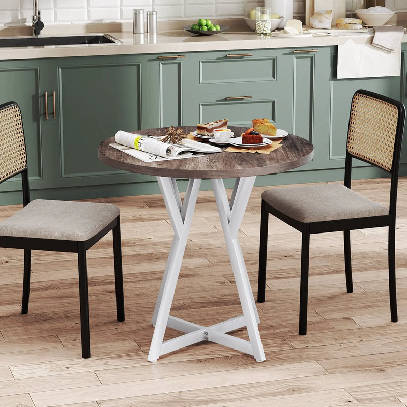 36 Inch Round Dining Table with Metal Pedestal Base-Natural by DirectDeals