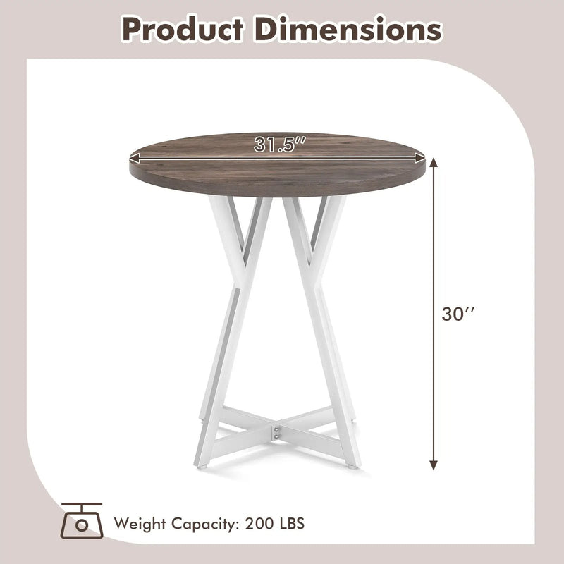 36 Inch Round Dining Table with Metal Pedestal Base-Natural by DirectDeals