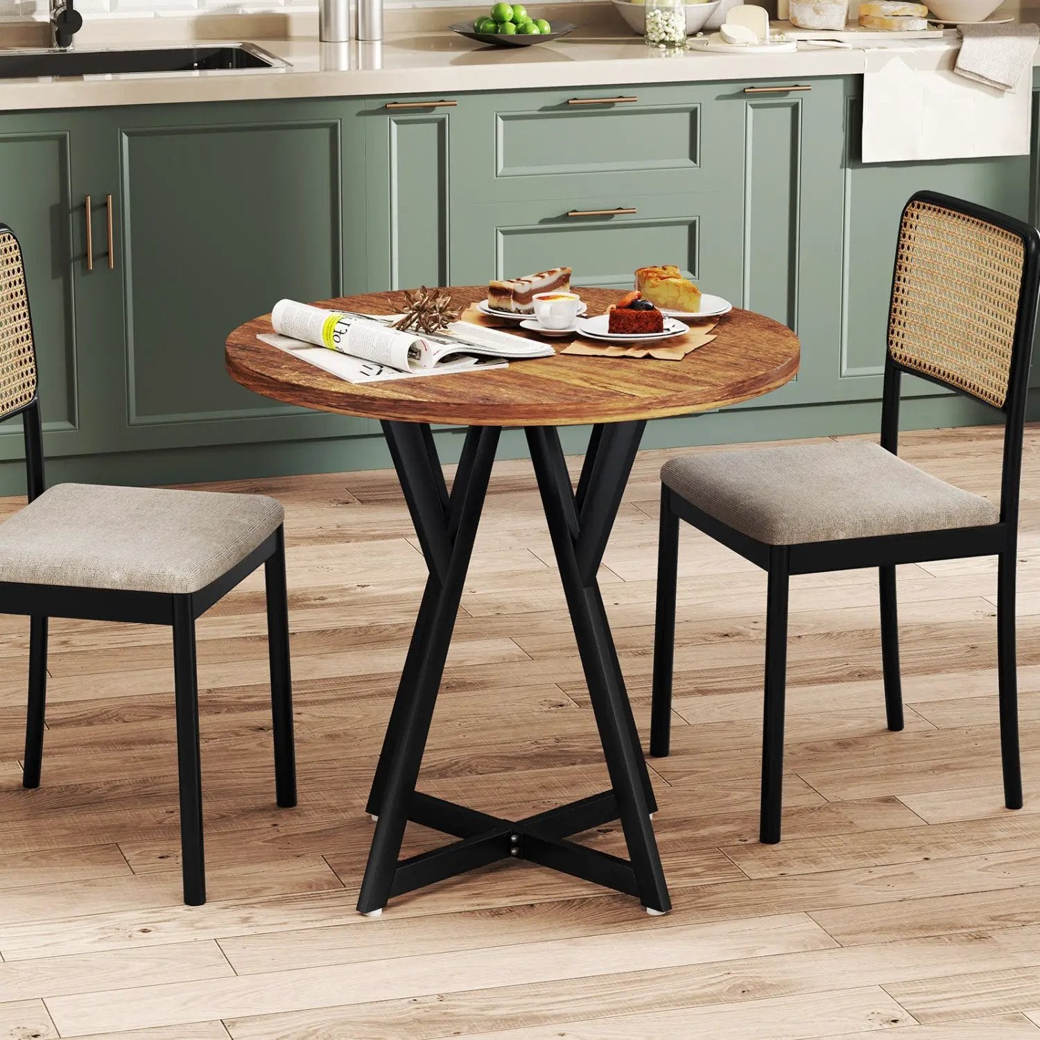 Round Dining Table 36 Inch with Metal Pedestal Base by DirectDeals