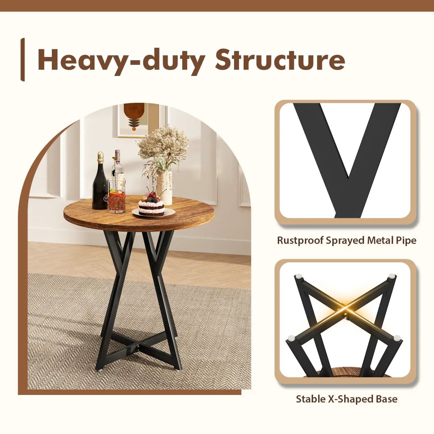 Round Dining Table 36 Inch with Metal Pedestal Base by DirectDeals