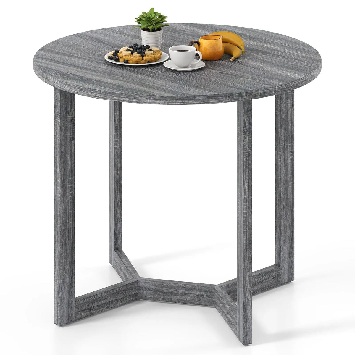 36 Inch Round Wood Dining Table for 2-4 People with Wing-shaped Pedestal Base, photo 3 of 9
