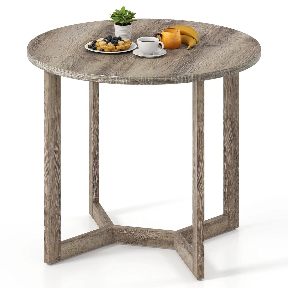 36 Inch Round Wood Dining Table for 2-4 People with Wing-shaped Pedestal Base, photo 9 of 9