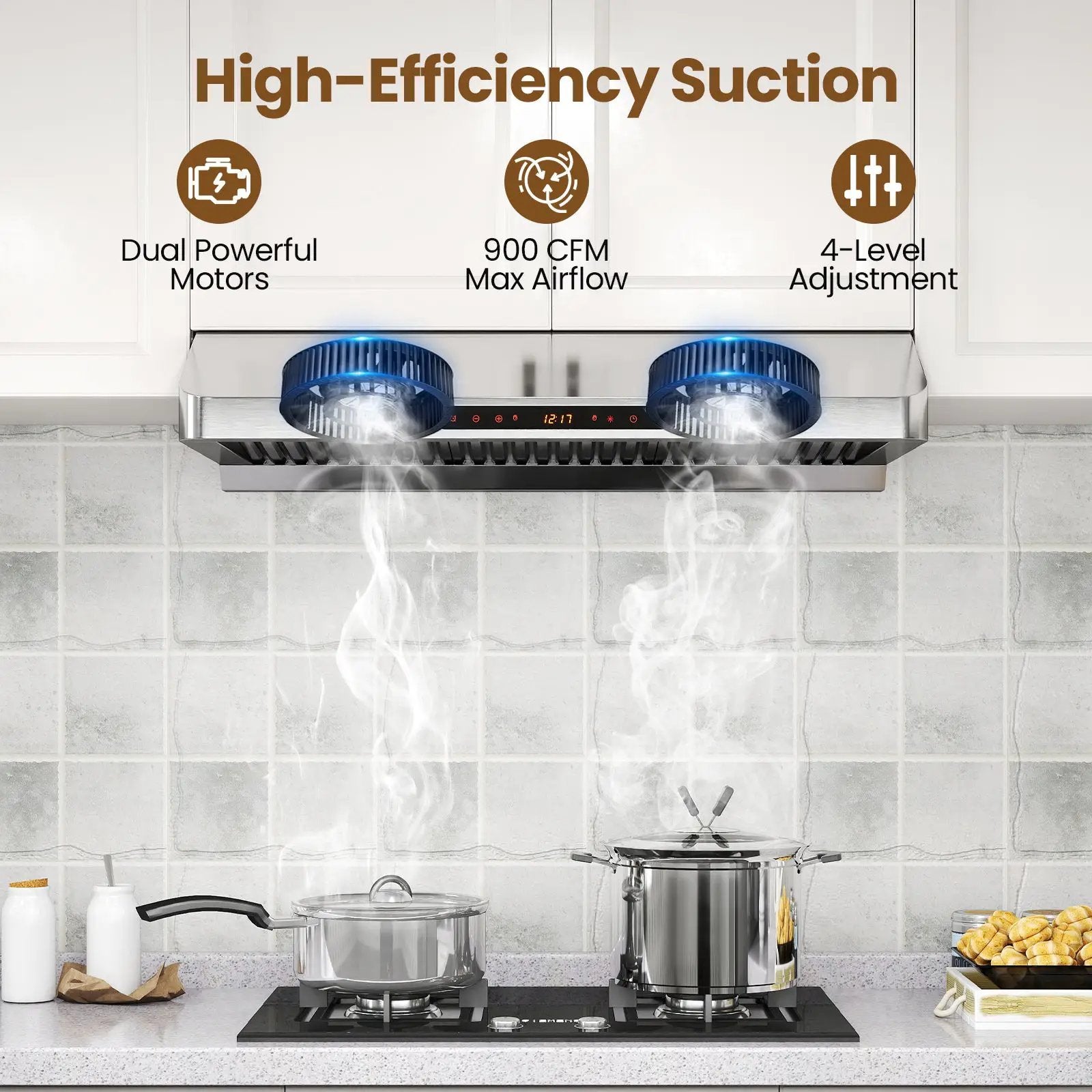 36 Inch Under Cabinet Range Hood 900 CFM Kitchen Stove Vent with Oil Collector-Silver by DirectDeals