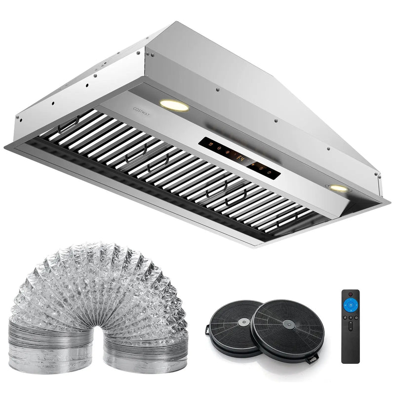36 Inch Under Cabinet Range Hood with 4 Fan Speeds and Baffles Filters-Silver by DirectDeals