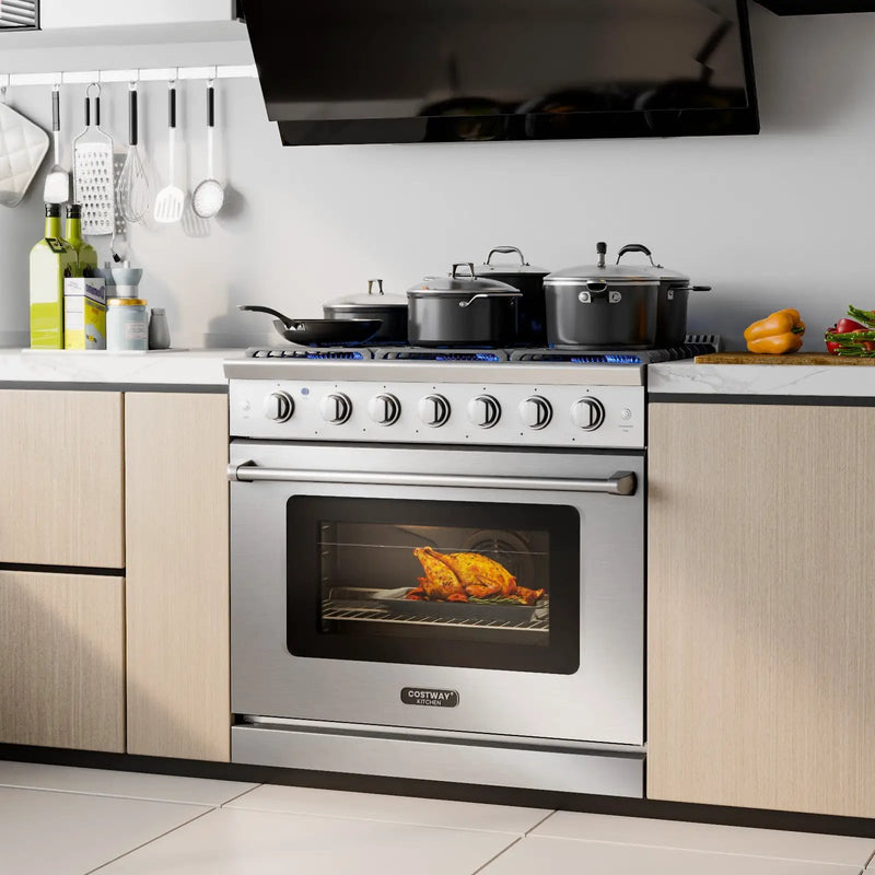 36 Inches Freestanding Natural Gas Range with 6 Burners Cooktop by DirectDeals