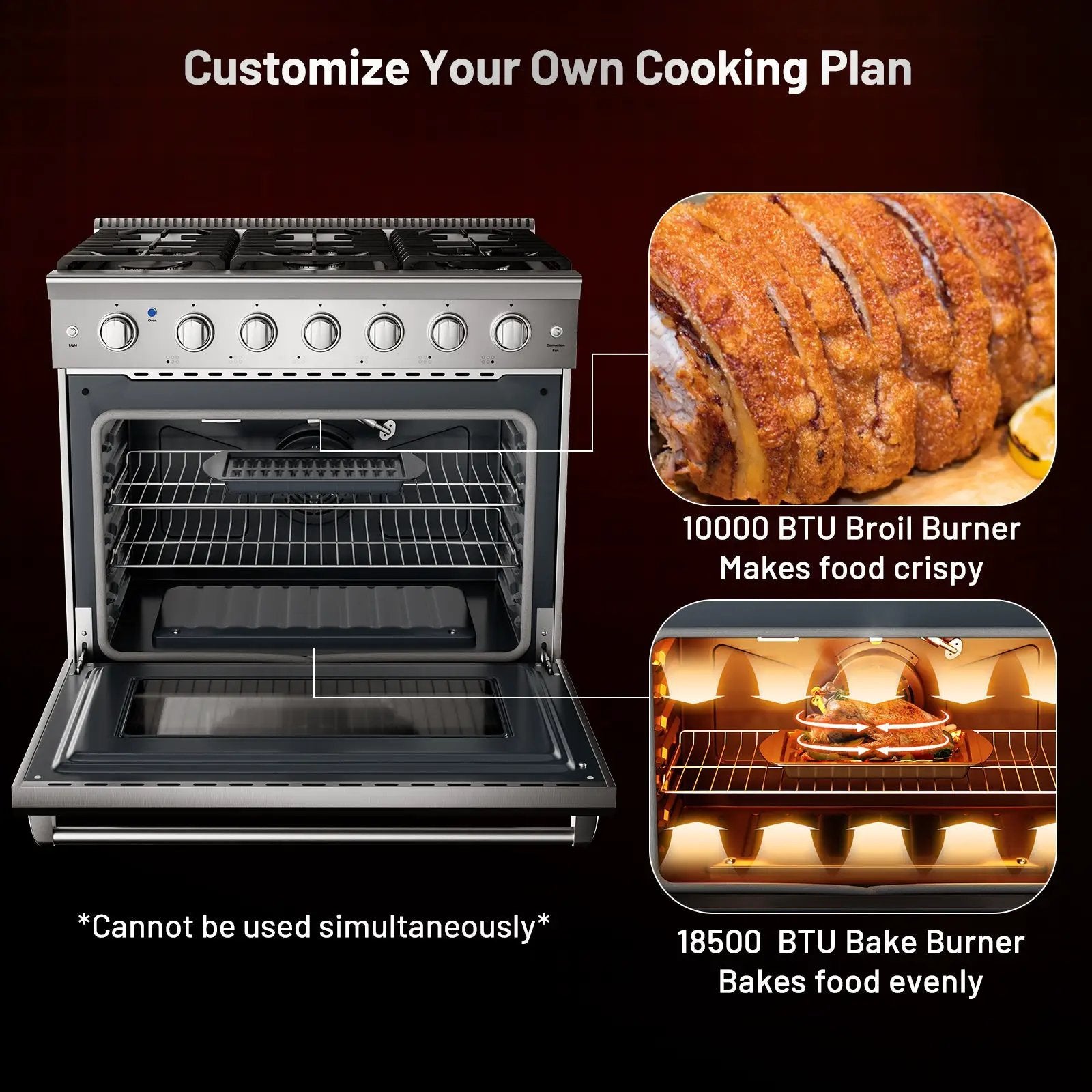 36 Inches Freestanding Natural Gas Range with 6 Burners Cooktop by DirectDeals