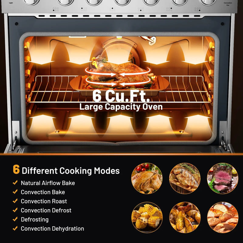 36 Inches Freestanding Natural Gas Range with 6 Burners Cooktop by DirectDeals