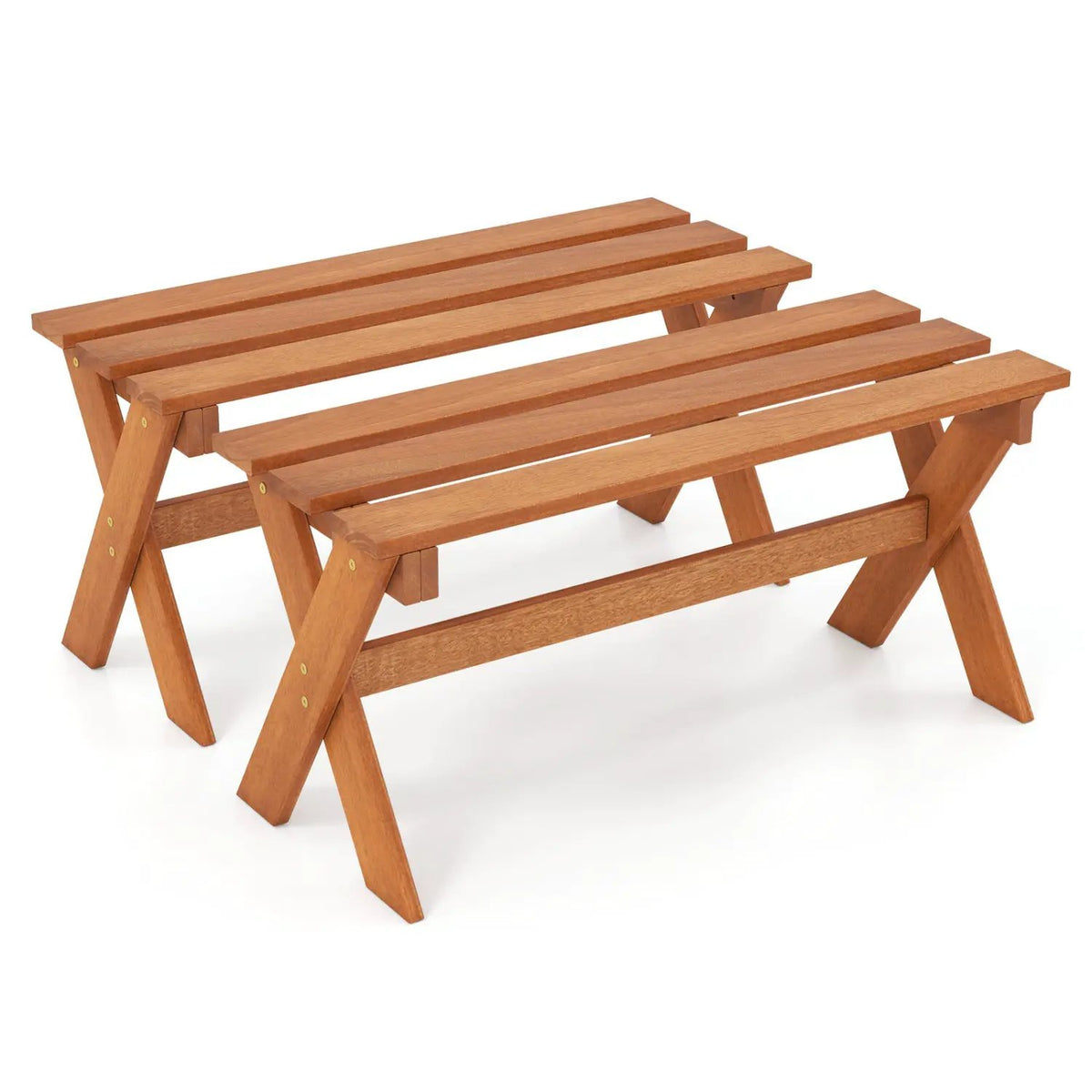 Outdoor Wood Bench Set of 2 - 36 Inch Backless Patio Seating, photo 2 of 16