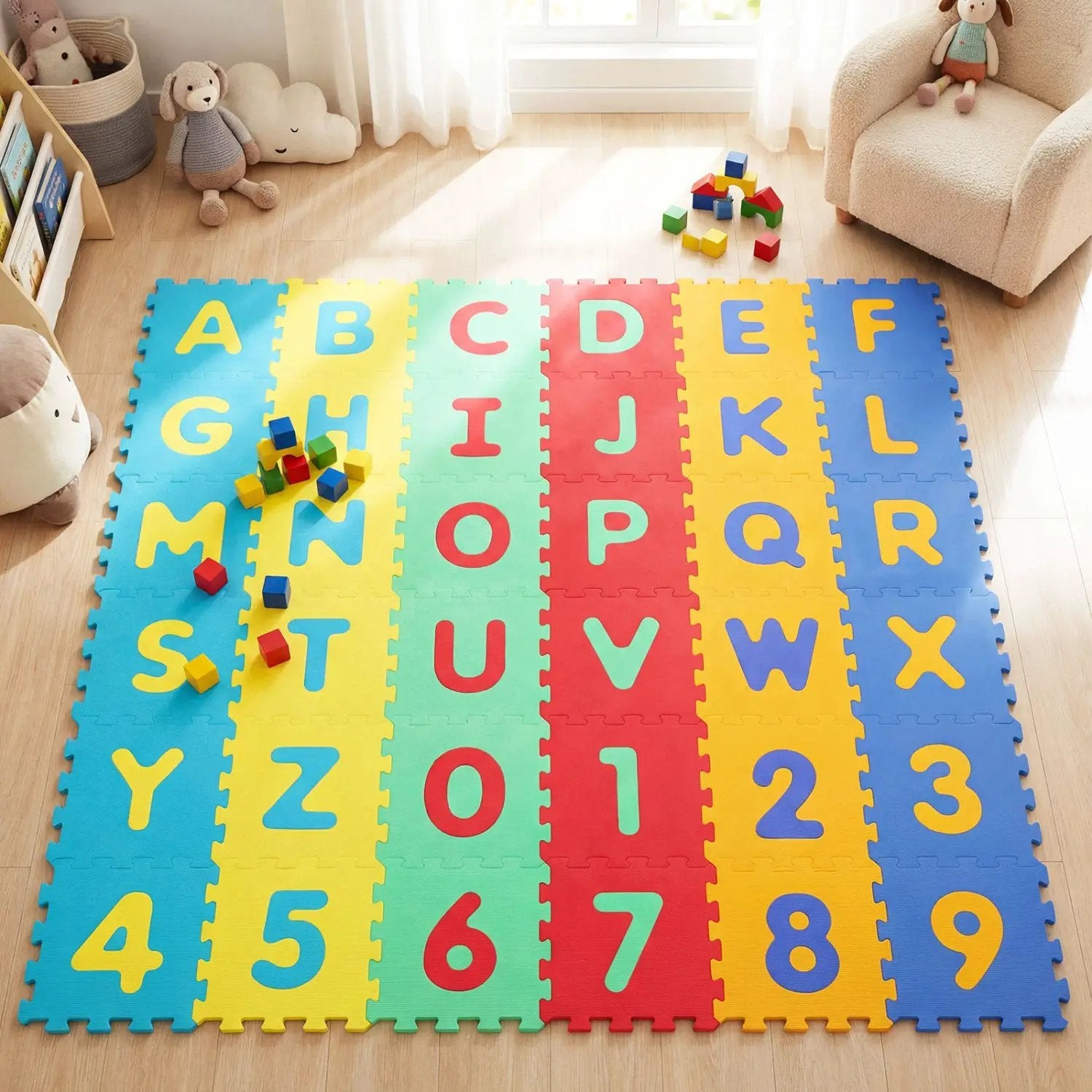 36-Piece Interlocking Baby Puzzle Floor Tiles with Educational Alphabet by DirectDeals