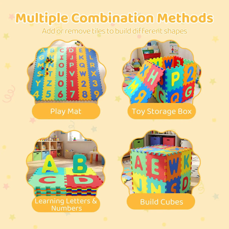 36-Piece Interlocking Baby Puzzle Floor Tiles with Educational Alphabet by DirectDeals