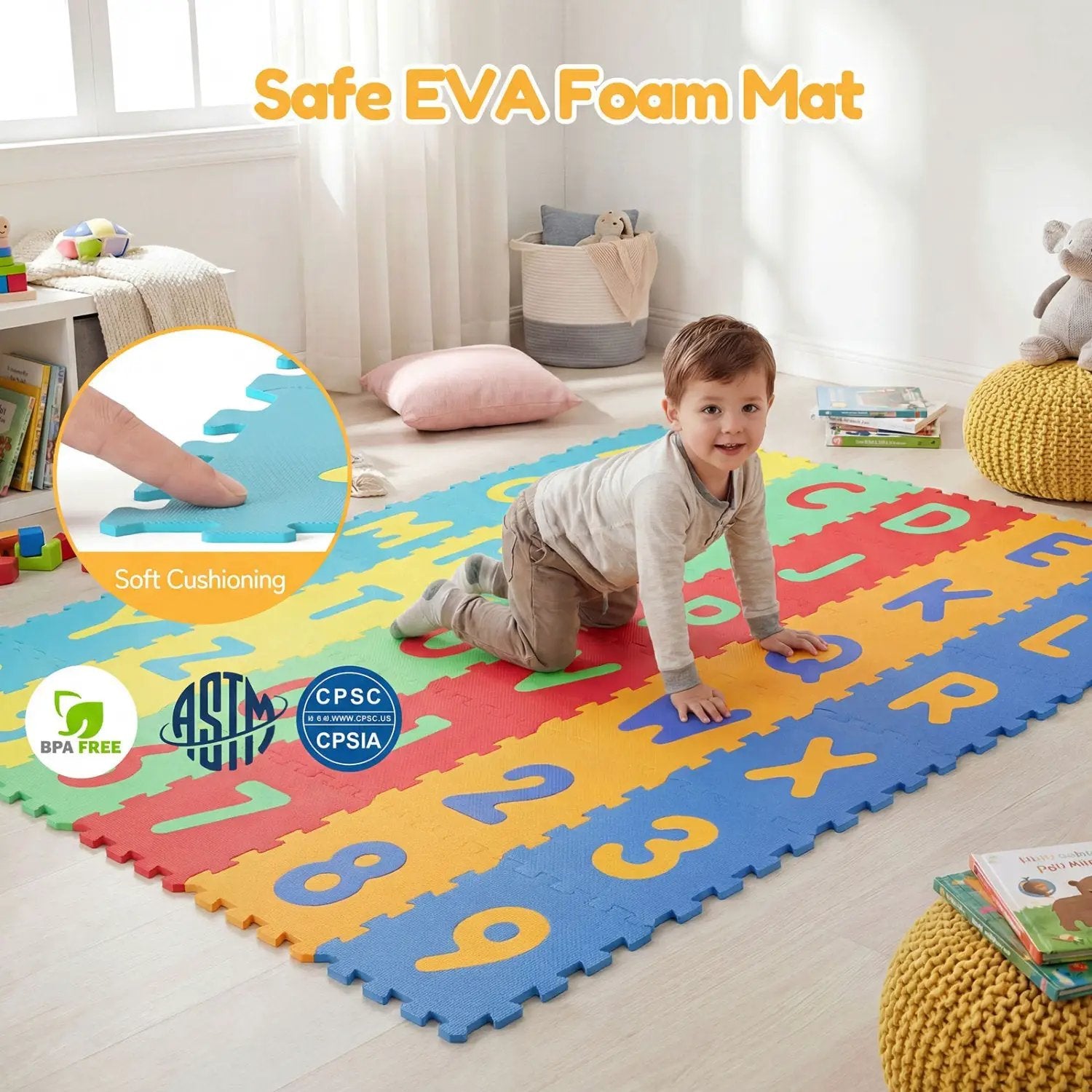 36-Piece Interlocking Baby Puzzle Floor Tiles with Educational Alphabet by DirectDeals